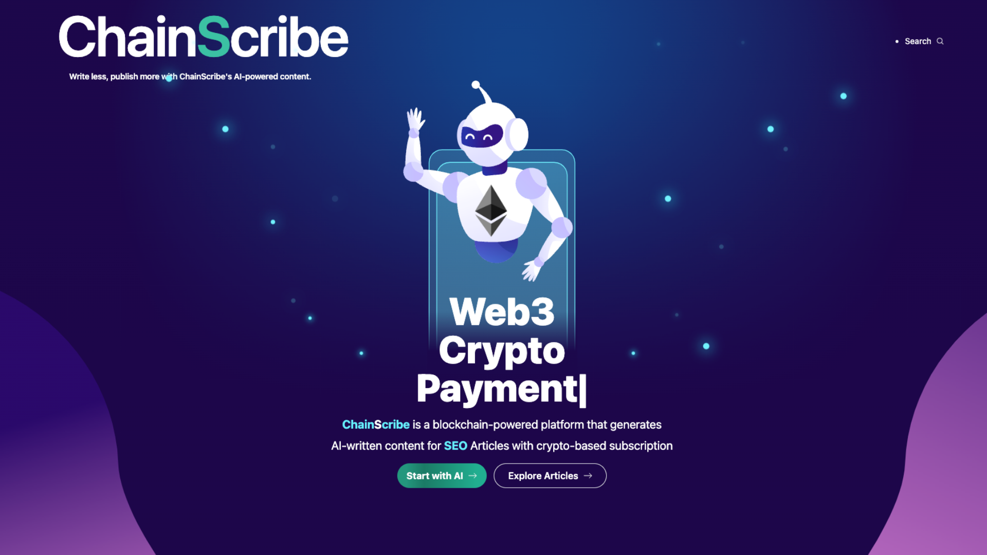 ChainScribe - Full SAAS Open AI SEO Articles with crypto-based subscription Full Theme